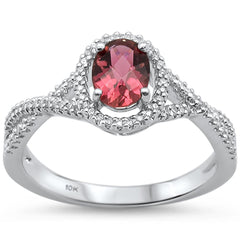 GEMSTONE CLOSEOUT ! 1.00cts 10k White gold Oval Pink Topaz & Diamond Ring Size 6.5