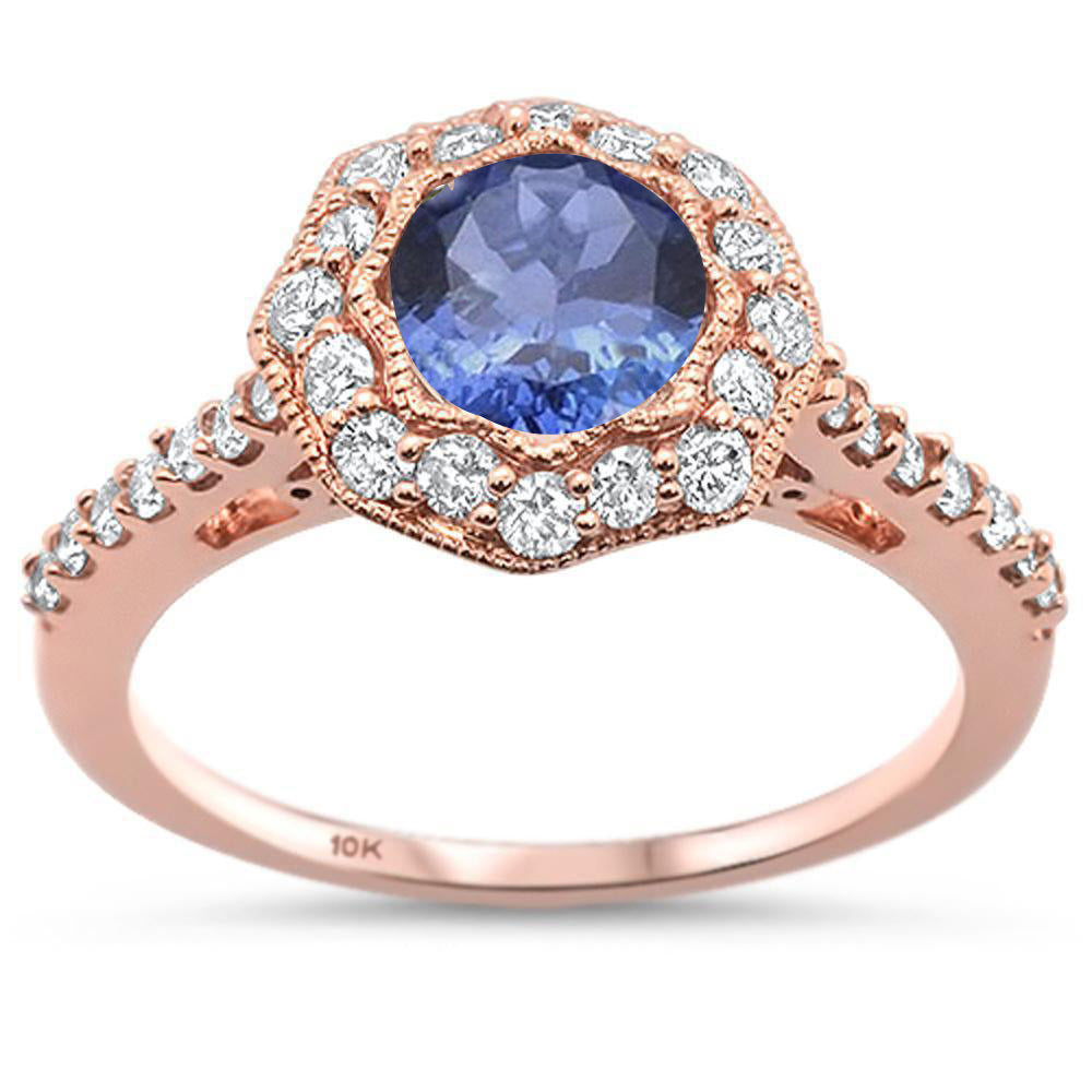 DIAMOND CLOSEOUT! 1.38ct F SI 10k Rose Gold Natural Tanzanite & Diamond Ring Size 6.5