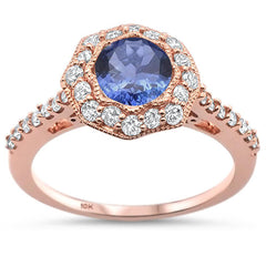 DIAMOND CLOSEOUT! 1.38ct F SI 10k Rose Gold Natural Tanzanite & Diamond Ring Size 6.5