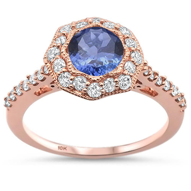 DIAMOND CLOSEOUT! 1.38ct F SI 10k Rose Gold Natural Tanzanite & Diamond Ring Size 6.5