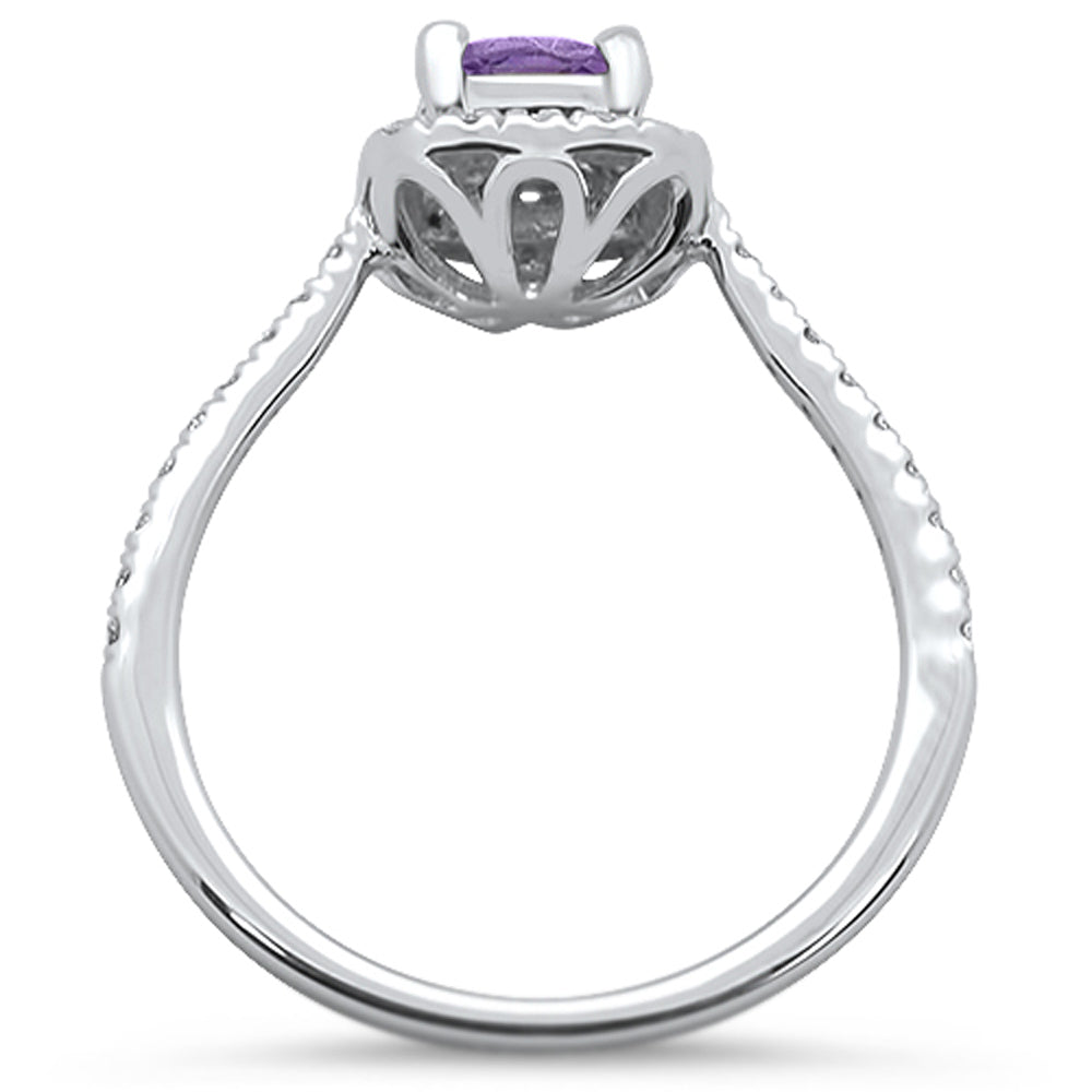 GEMSTONE CLOSEOUT ! 0.73cts 10k White gold Cushion Amethyst Diamond Ring Size 6.5
