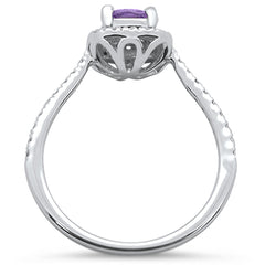 GEMSTONE CLOSEOUT ! 0.73cts 10k White gold Cushion Amethyst Diamond Ring Size 6.5