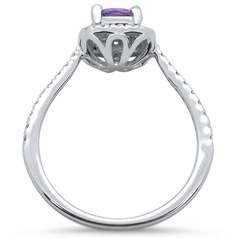 GEMSTONE CLOSEOUT ! 0.73cts 10k White gold Cushion Amethyst Diamond Ring Size 6.5