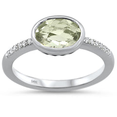GEMSTONE CLOSEOUT ! 1.25cts 14k White gold Oval Green Amethyst Diamond Ring Size 6.5
