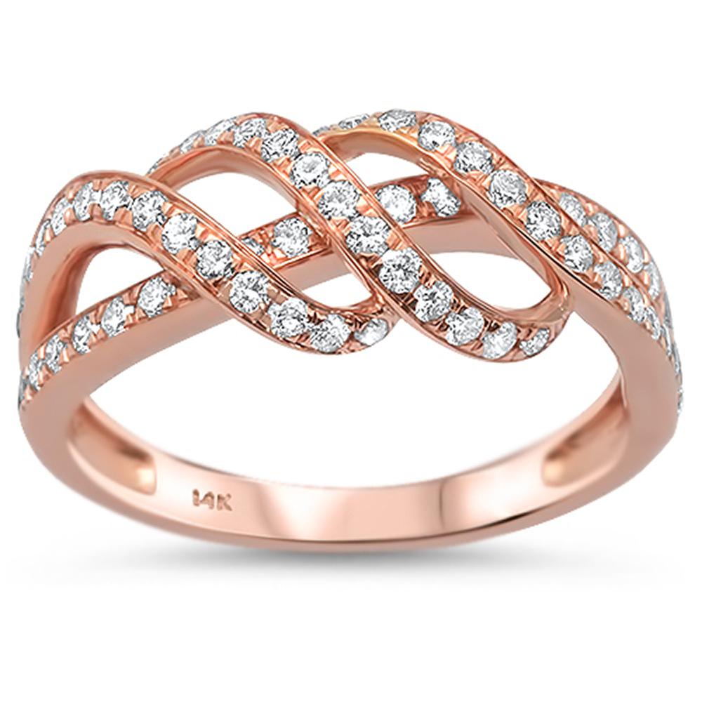 SPECIAL!.64cts 14k Rose Gold Modern Diamond Wedding Band Fine Ring Size 6.5