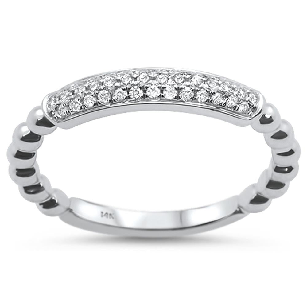 DIAMOND CLOSEOUT! .16ct 14k White Gold Diamond Stackable Wedding Trendy Band Size 6.5