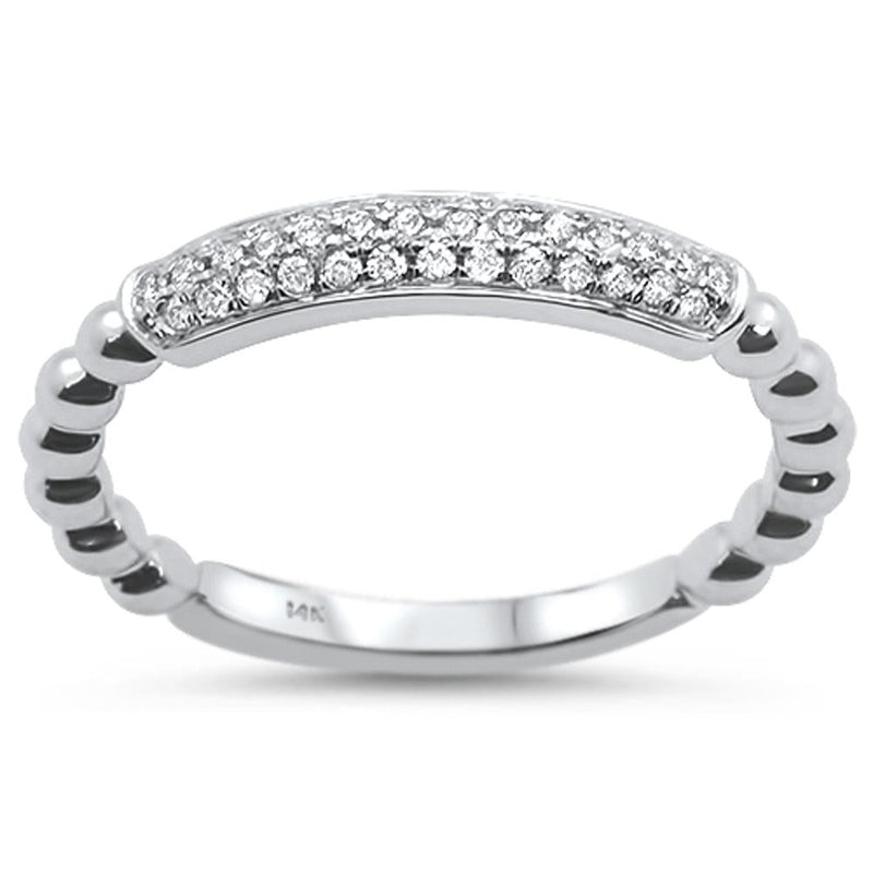 DIAMOND CLOSEOUT! .16ct 14k White Gold Diamond Stackable Wedding Trendy Band Size 6.5