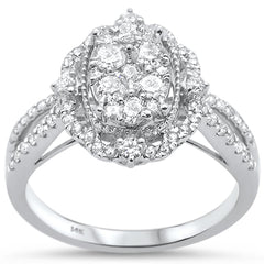 DIAMOND CLOSEOUT!  .88ct 14k White Gold Oval Shape Diamond Engagement Ring Size 6.5