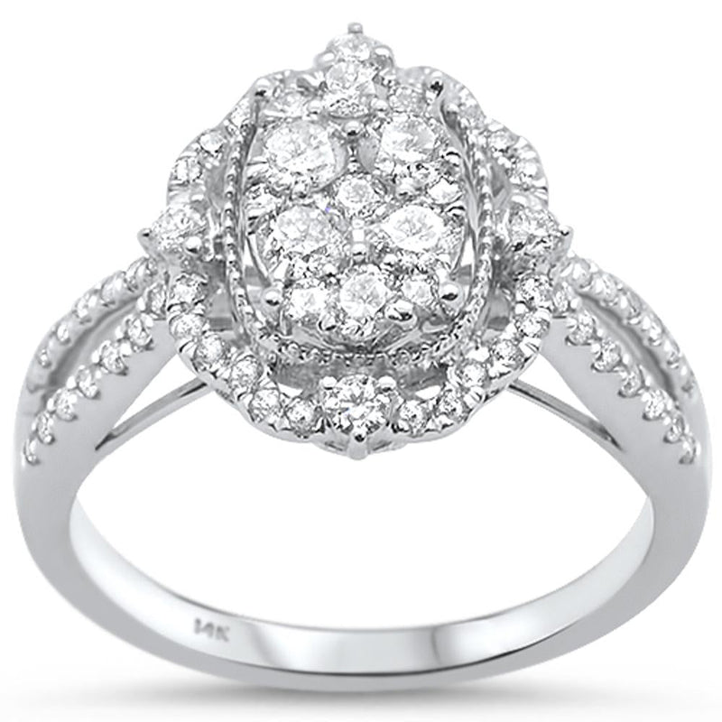 DIAMOND CLOSEOUT!  .88ct 14k White Gold Oval Shape Diamond Engagement Ring Size 6.5