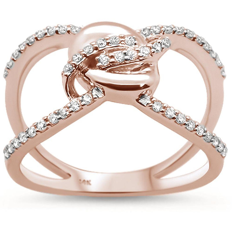 DIAMOND CLOSEOUT!  .27ct 14k Rose Gold Modern Knot Open Trendy Fine Diamond Ring