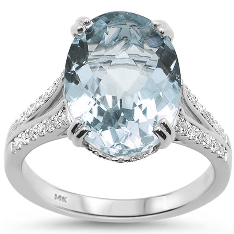 GEMSTONE CLOSEOUT!  6.00ct 14k White Gold Aquamarine & Diamond Ring