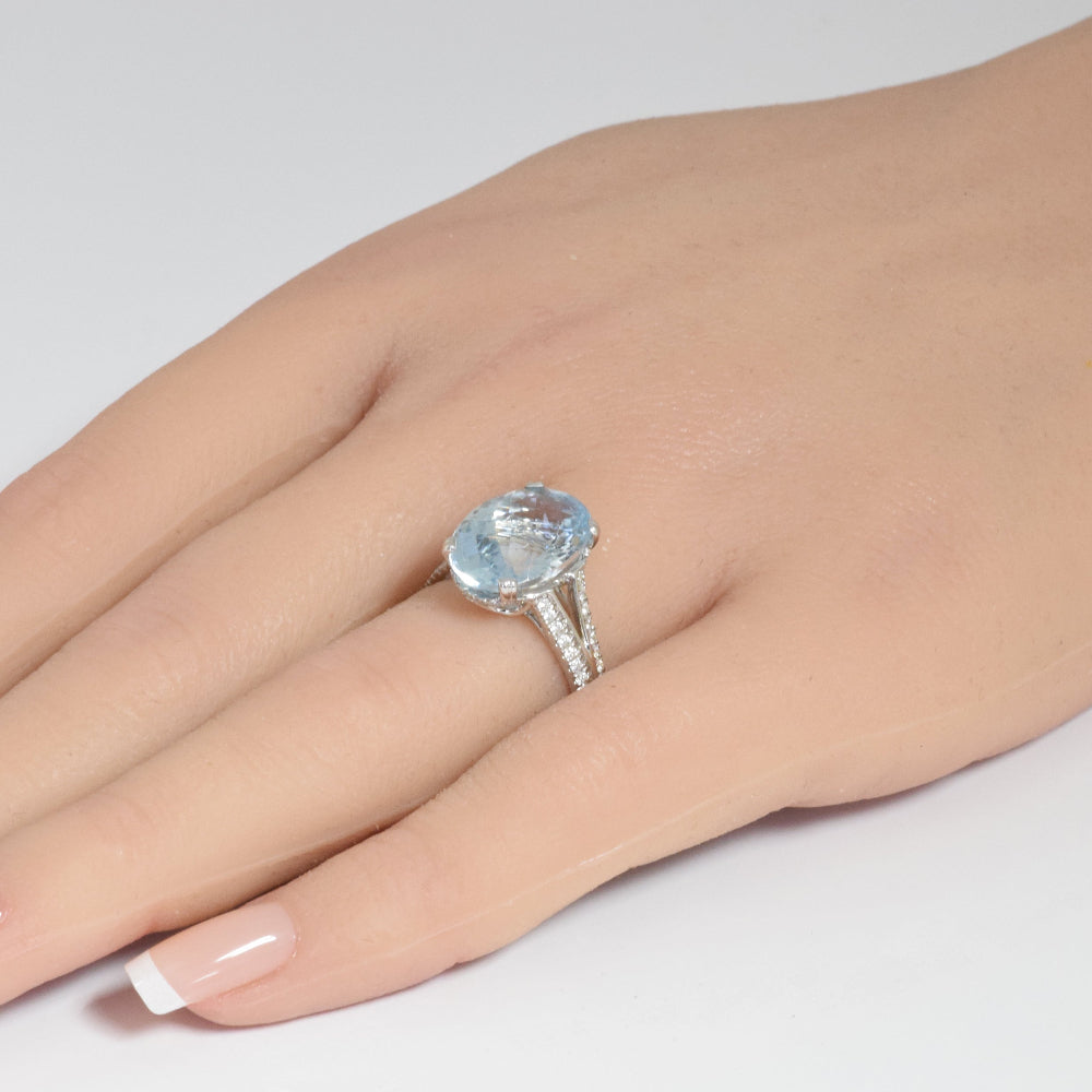 GEMSTONE CLOSEOUT!  6.00ct 14k White Gold Aquamarine & Diamond Ring