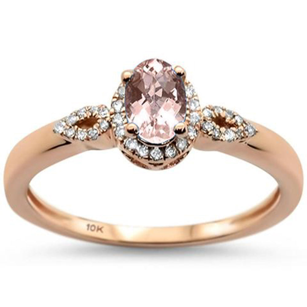 GEMSTONE CLOSEOUT ! .55ct 10K Rose Gold Oval Morganite & Diamond Ring Size 6.5