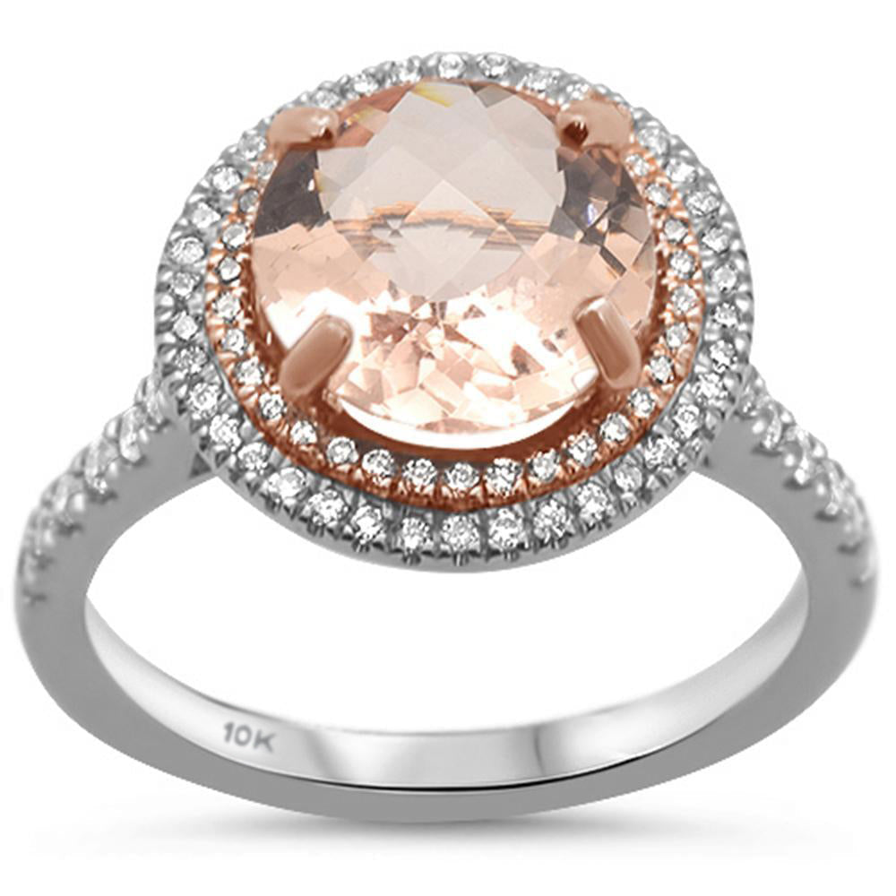 GEMSTONE CLOSEOUT!  2.70ct 10k Two Tone Gold Round Morganite & Diamond Ring