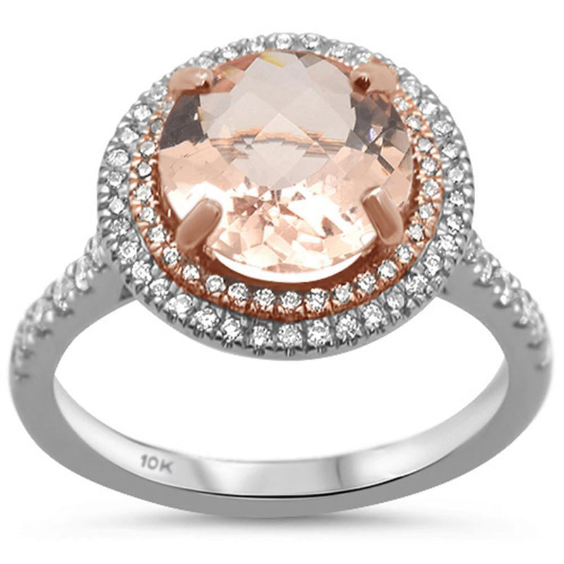 GEMSTONE CLOSEOUT!  2.70ct 10k Two Tone Gold Round Morganite & Diamond Ring
