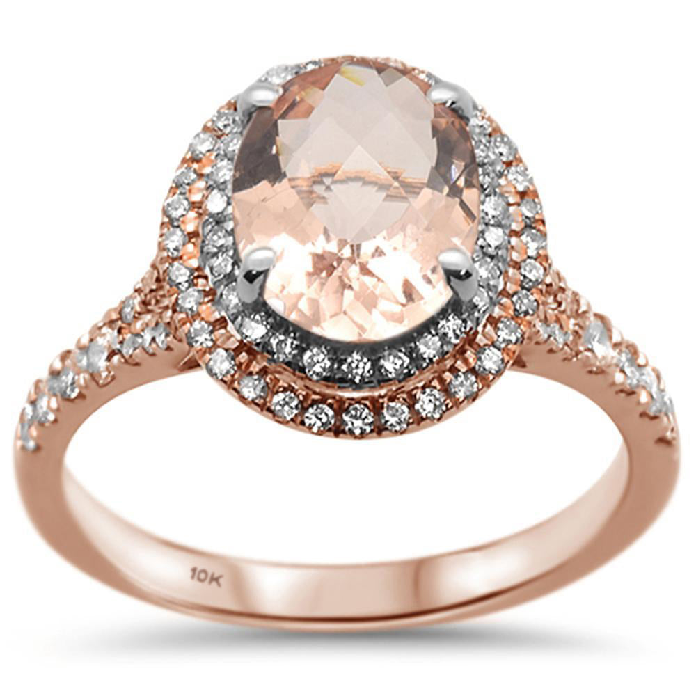 GEMSTONE CLOSEOUT!  2.08ct 10k Two Tone Gold Oval Morganite & Diamond Ring