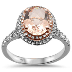 GEMSTONE CLOSEOUT!  1.94ct 10k Two Tone Gold Oval Morganite & Diamond Ring