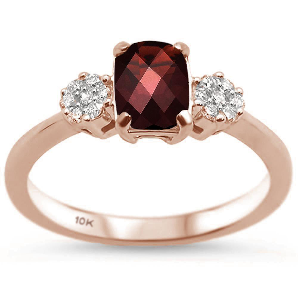 GEMSTONE CLOSEOUT ! 1.1ct 10k Rose Gold Cushion Garnet & Diamond Ring