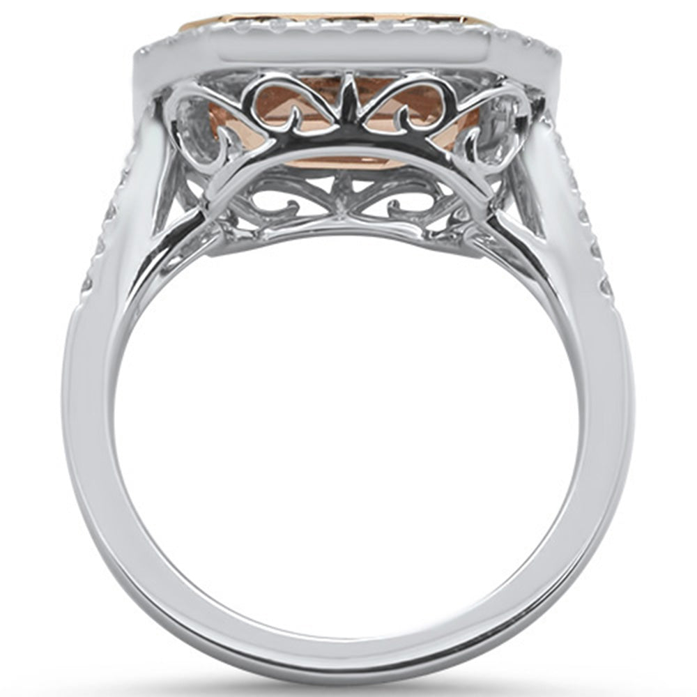 GEMSTONE CLOSEOUT!  4.19cts 14k White Gold Emerald Cut Morganite  & Diamond Ring Size 6.5
