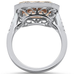 GEMSTONE CLOSEOUT!  4.19cts 14k White Gold Emerald Cut Morganite  & Diamond Ring Size 6.5