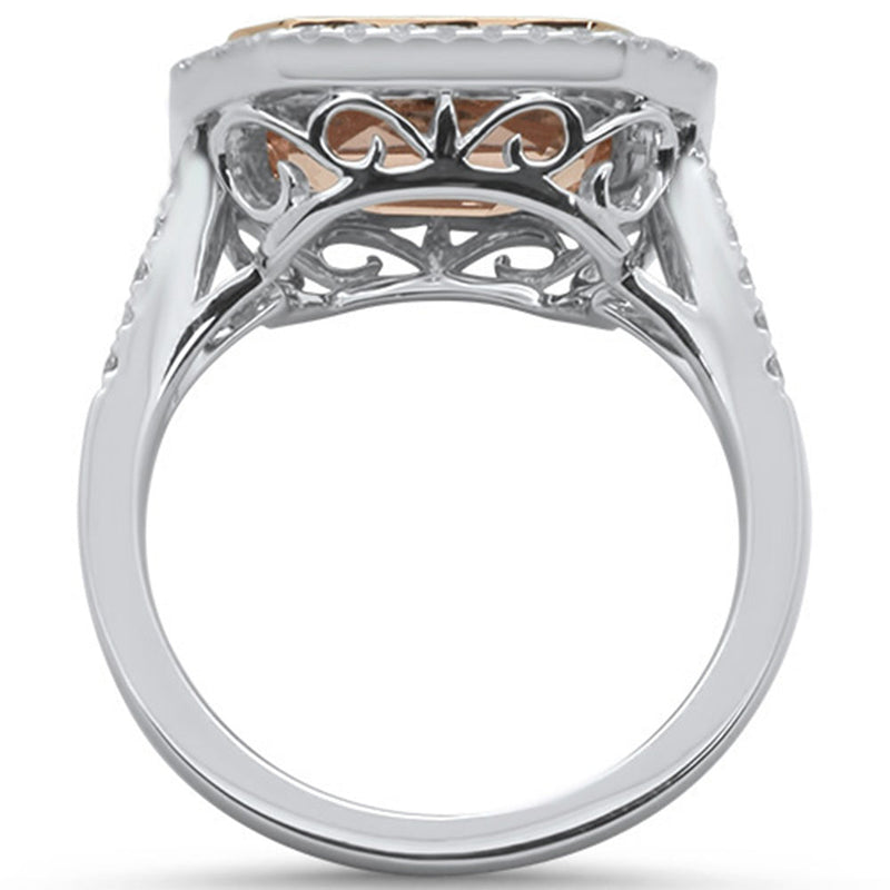 GEMSTONE CLOSEOUT!  4.19cts 14k White Gold Emerald Cut Morganite  & Diamond Ring Size 6.5