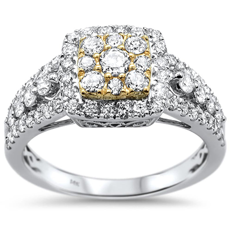 DIAMOND CLOSEOUT!  1.10ct 14k Two Tone Gold Engagement Diamond Ring Size 6.5