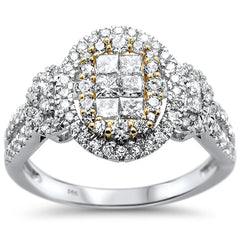 DIAMOND CLOSEOUT! 1.14ct 14k Two Tone Gold Diamond Ring Size 6.5