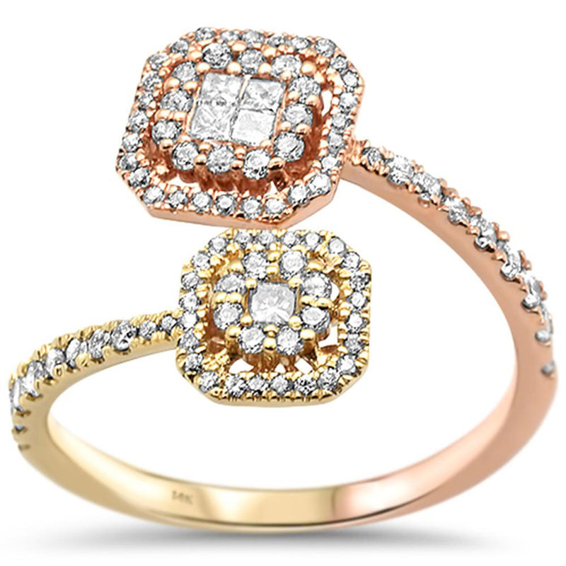 DIAMOND CLOSEOUT! .52ct 14k Two Tone Gold Wrap Around Diamond Ring Size 6.5
