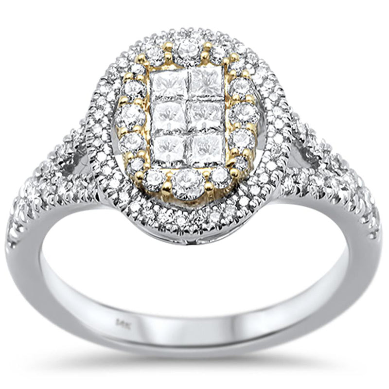 DIAMOND CLOSEOUT!  1.00ct 14k Two Tone Gold Diamond Oval Engagement Ring Size 6.5