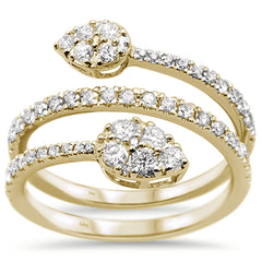 GEMSTONE CLOSEOUT ! .80ct G SI 14K Yellow Gold Diamond Wrap Around Fashion Ring Size 6.5
