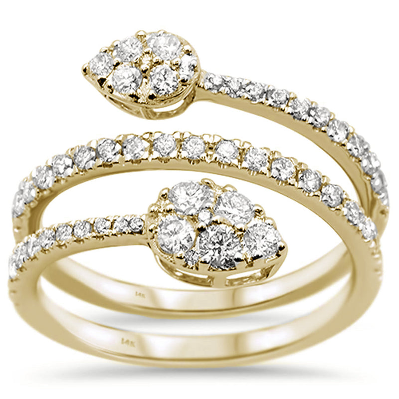 GEMSTONE CLOSEOUT ! .80ct G SI 14K Yellow Gold Diamond Wrap Around Fashion Ring Size 6.5