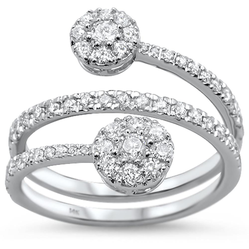 SPECIAL! .90ct 14k White Gold Diamond Round Shape Wrap Around Ring Size 6.5