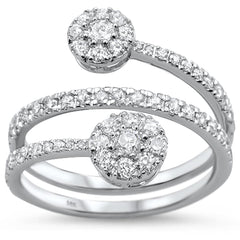 SPECIAL! .90ct 14k White Gold Diamond Round Shape Wrap Around Ring Size 6.5