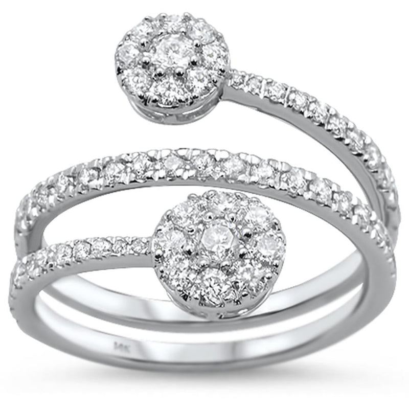 SPECIAL! .90ct 14k White Gold Diamond Round Shape Wrap Around Ring Size 6.5