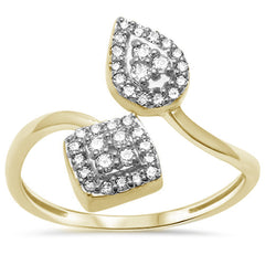 DIAMOND CLOSEOUT! .24ct F SI 10K Yellow Gold Designer Fine Diamond Ring Size 6.5