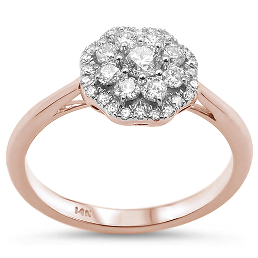 DIAMOND CLOSEOUT! .62CT G SI 14KT Rose Gold Diamond Flower Solitaire Enagement Ring Size 6.5