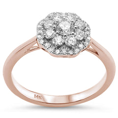 DIAMOND CLOSEOUT! .62CT G SI 14KT Rose Gold Diamond Flower Solitaire Enagement Ring Size 6.5