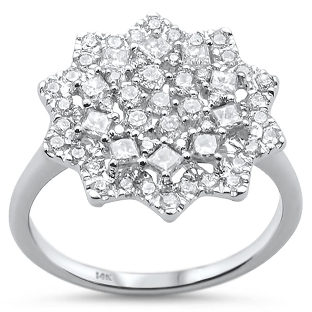 DIAMOND CLOSEOUT!  96ct 14K White Gold Elegant Flower Cluster Diamond Ring Size 6.5