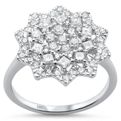 DIAMOND CLOSEOUT!  96ct 14K White Gold Elegant Flower Cluster Diamond Ring Size 6.5