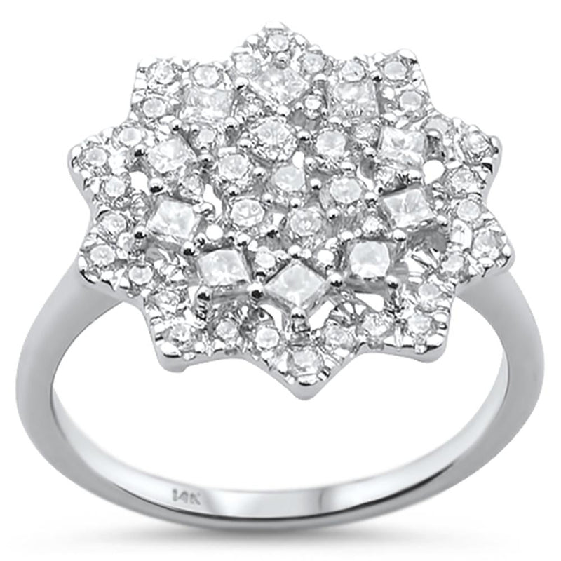 DIAMOND CLOSEOUT!  96ct 14K White Gold Elegant Flower Cluster Diamond Ring Size 6.5