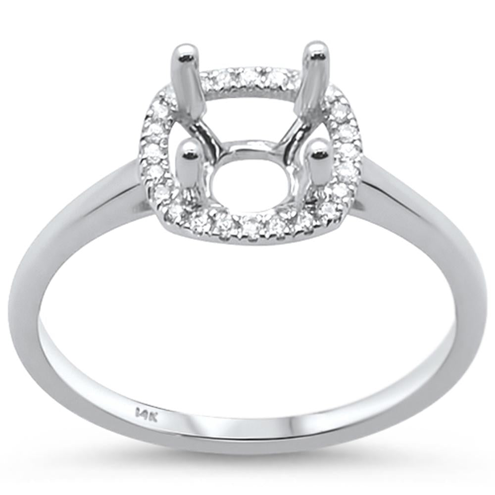 DIAMOND CLOSEOUT! .09ct 14k White Gold Square Halo Semi Mount Ring Size 6.5
