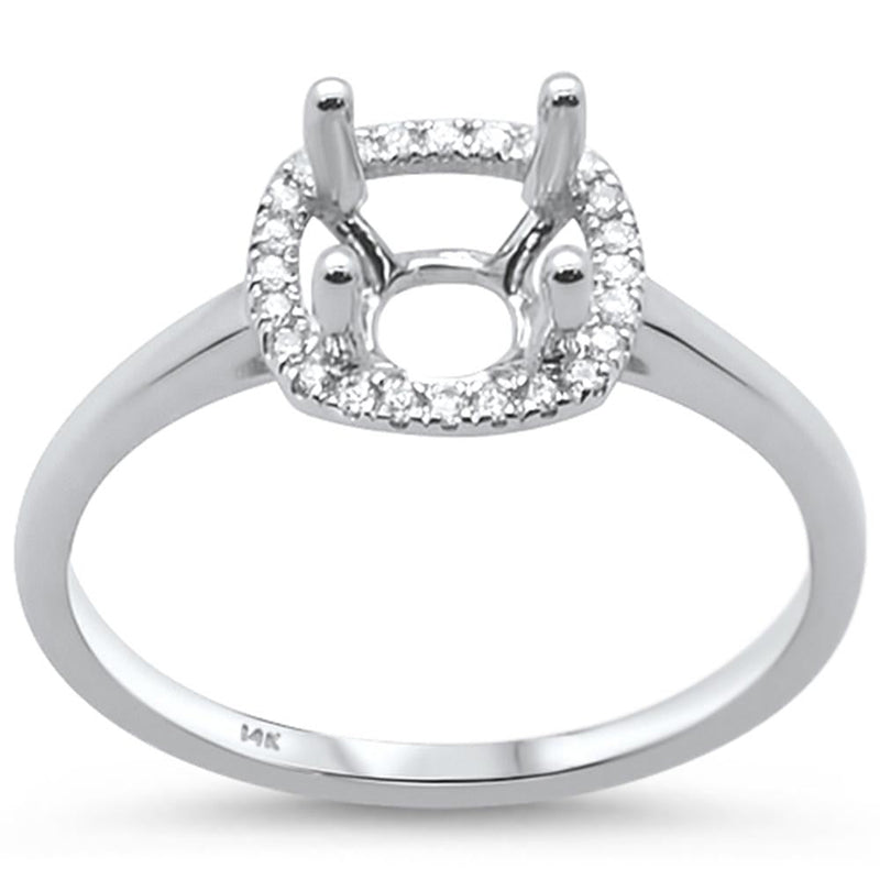 DIAMOND CLOSEOUT! .09ct 14k White Gold Square Halo Semi Mount Ring Size 6.5
