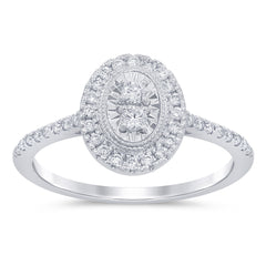 DIAMOND CLOSEOUT! .36ct 14KT White Gold Oval shape Diamond Ring Size 6.5