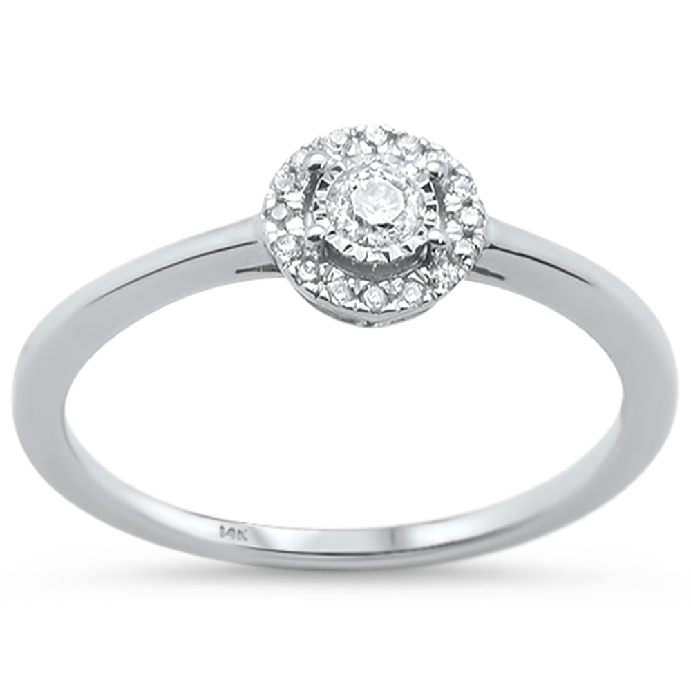 DIAMOND CLOSEOUT! .16ct 14KT White Gold Round Diamond Miracle Illusion Engagement Ring Size 6.5