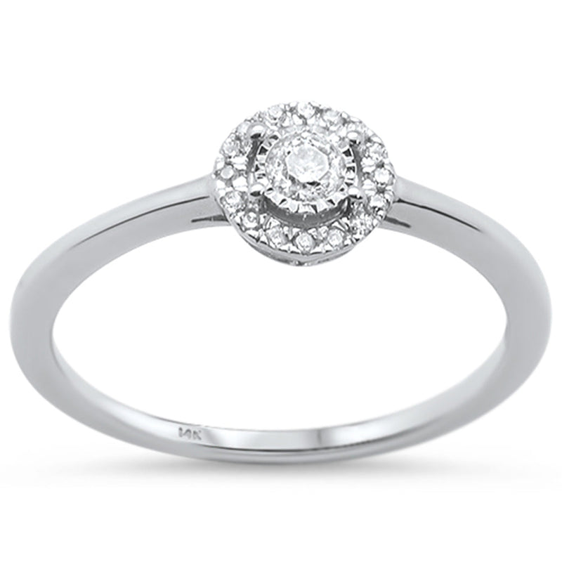 DIAMOND CLOSEOUT! .16ct 14KT White Gold Round Diamond Miracle Illusion Engagement Ring Size 6.5
