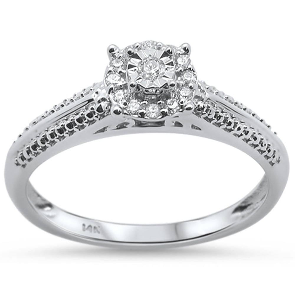 DIAMOND CLOSEOUT! .10ct 14KT White Gold Round Diamond Solitaire Ring Size 6.5
