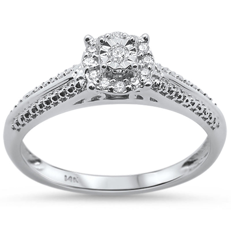 DIAMOND CLOSEOUT! .10ct 14KT White Gold Round Diamond Solitaire Ring Size 6.5