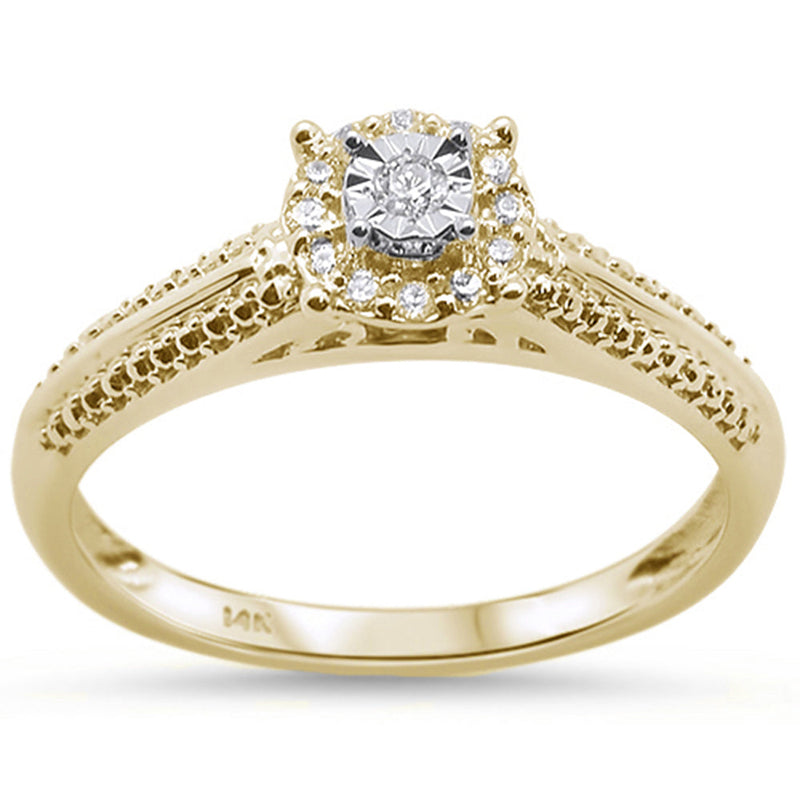 DIAMOND CLOSEOUT! .11ct 14KT Yellow Gold Round Filigree Diamond Engagement Ring Size 6.5