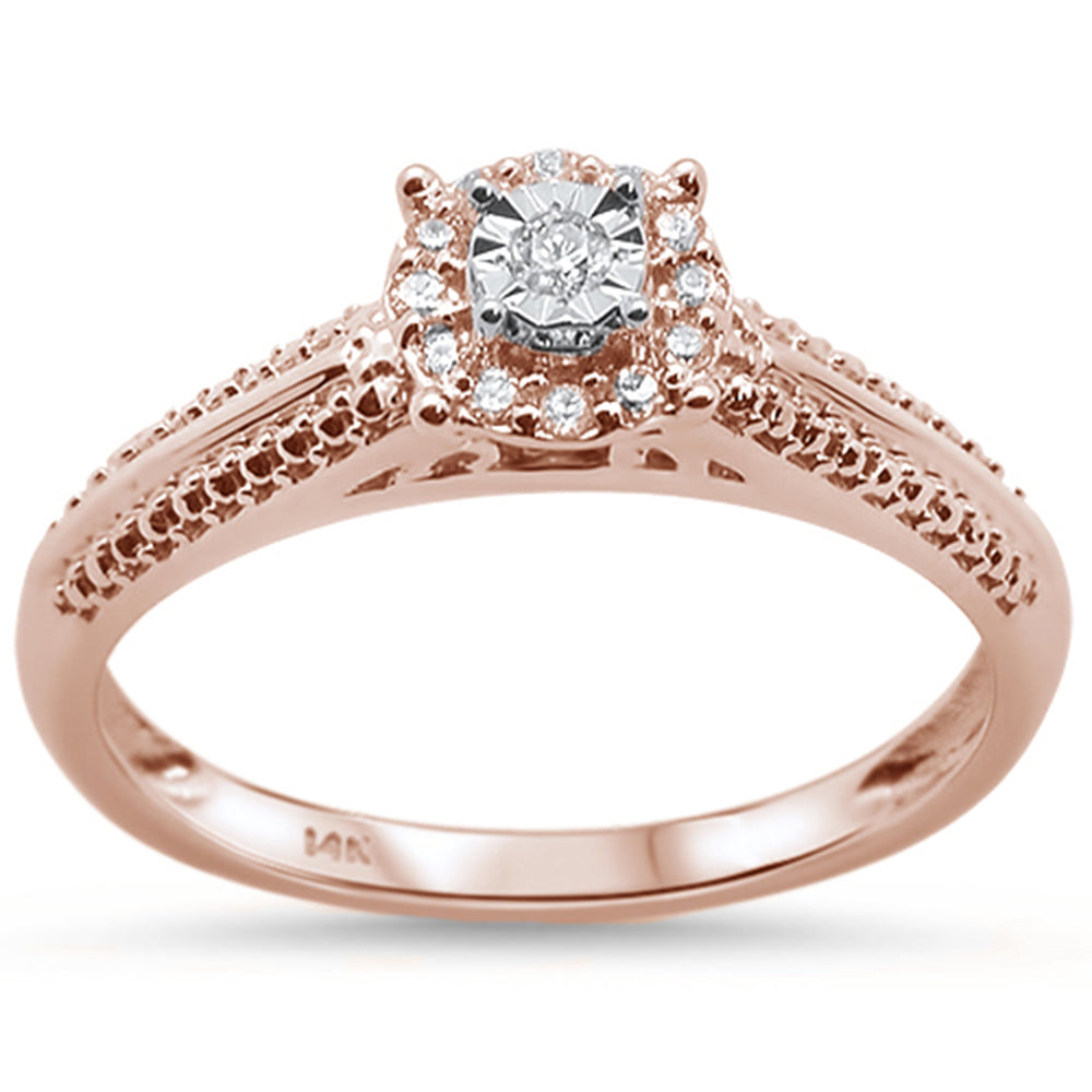 DIAMOND CLOSEOUT! .10ct 14KT Rose Gold Diamond Filigree Round Solitaire Ring Size 6.5