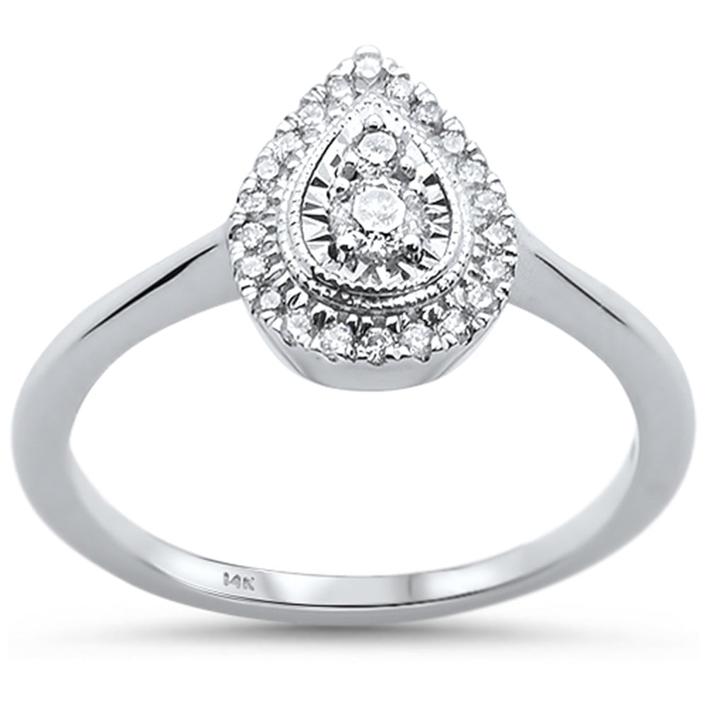 DIAMOND CLOSEOUT! .20ct 14KT White Gold Pear Shaped Diamond Solitaire Ring Size 6.5